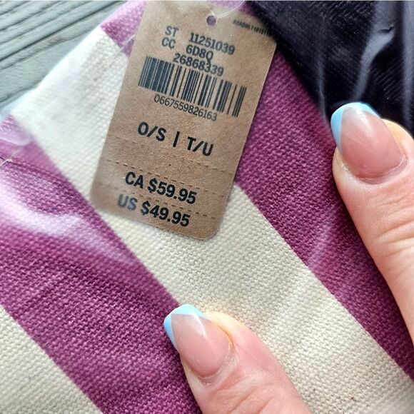 Victoria's Secret Striped Carry On Large Canvas Zipper Beach Tote NEW MSRP $49 - Picture 8 of 14